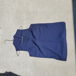 Navy blue mock chocker blouse